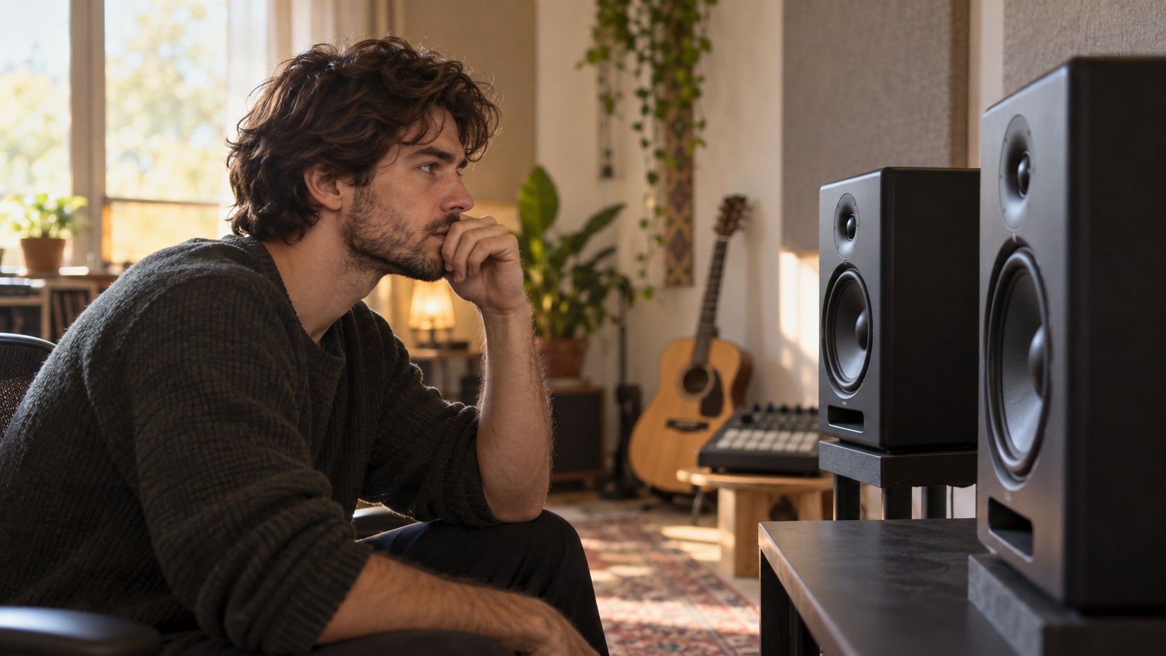 Music maker listening critically to a digital audio session